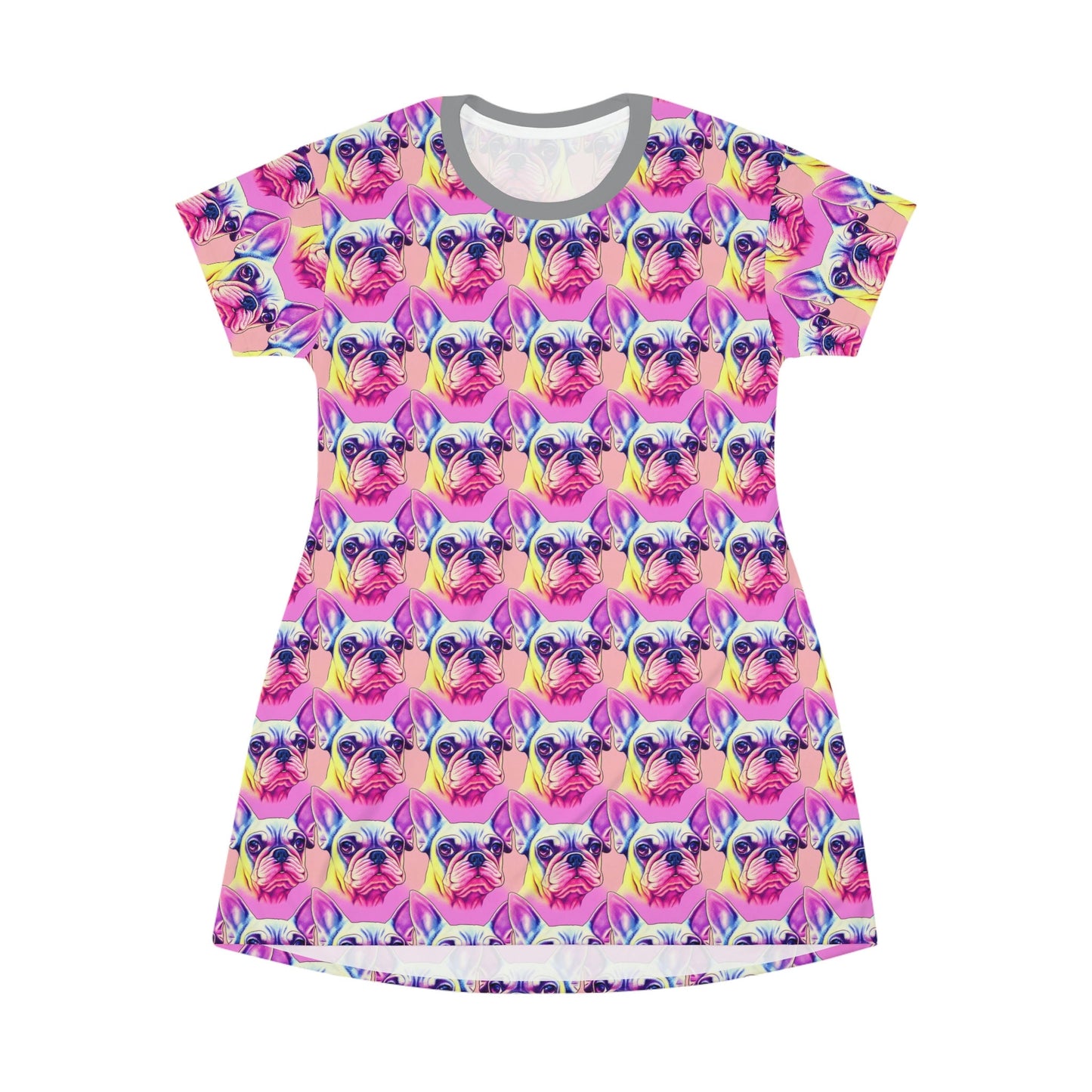 French Bulldog Oversized Tshirt Dress, Aesthetic Dog Tshirts Dress, Women Summer Tshirt, Plus Size Animal Tshirt Dress