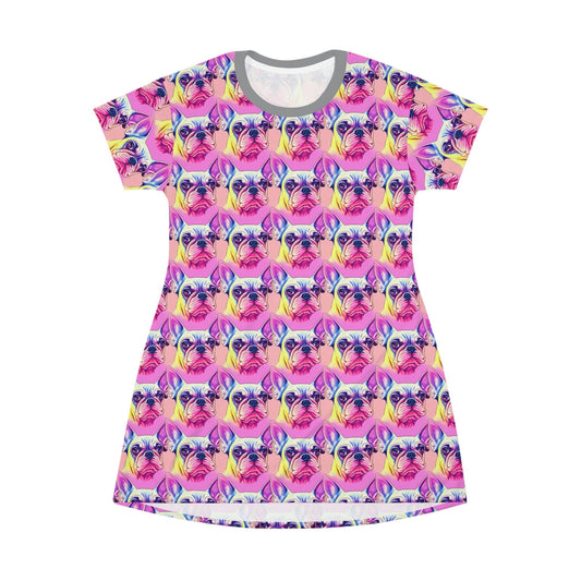 French Bulldog Oversized Tshirt Dress, Aesthetic Dog Tshirts Dress, Women Summer Tshirt, Plus Size Animal Tshirt Dress