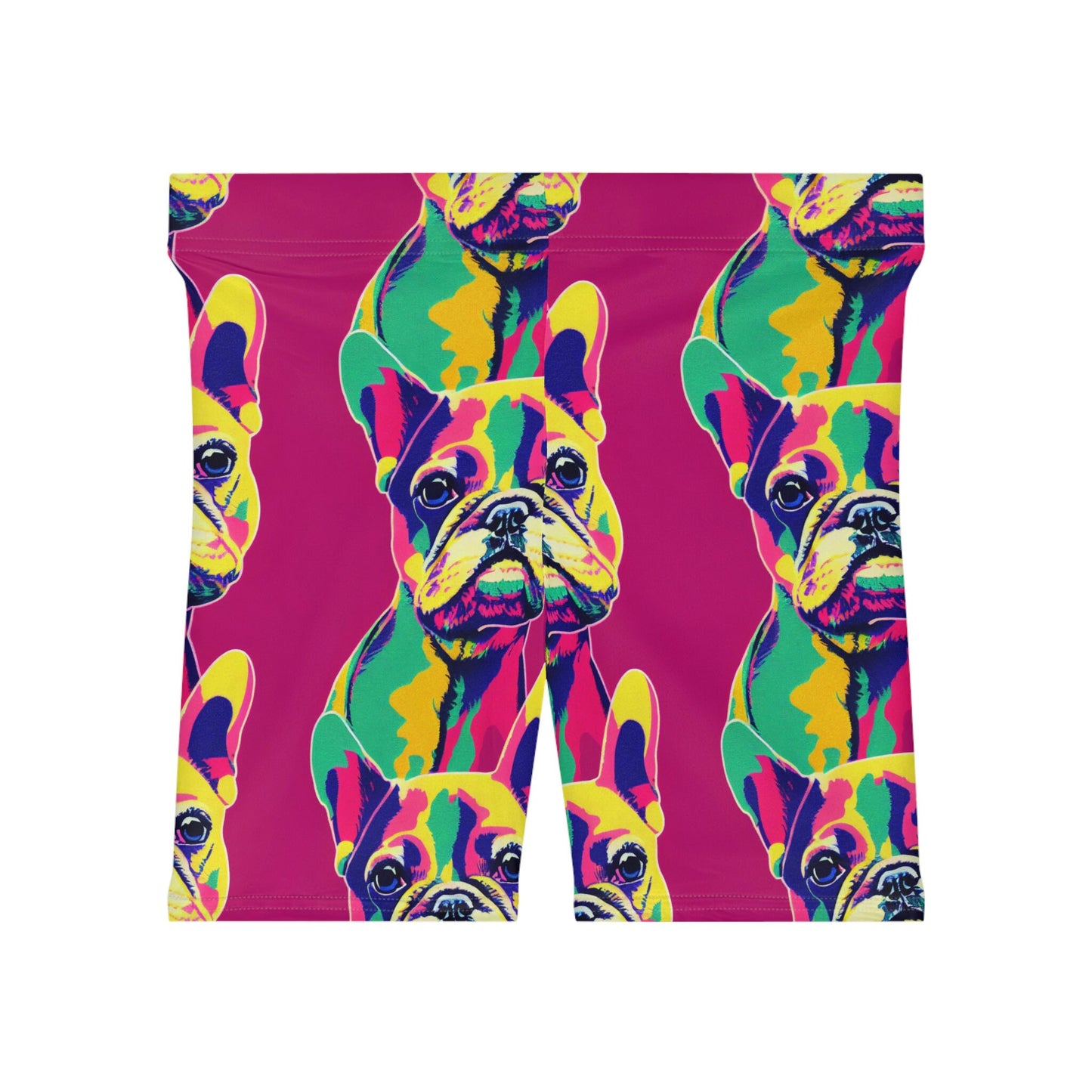 French Bulldog Women Biker Shorts, Frenchie Clothing Workout Shorts, Animal Clothing Gym Shorts, Sexy Booty Shorts, Pink Yoga Shorts