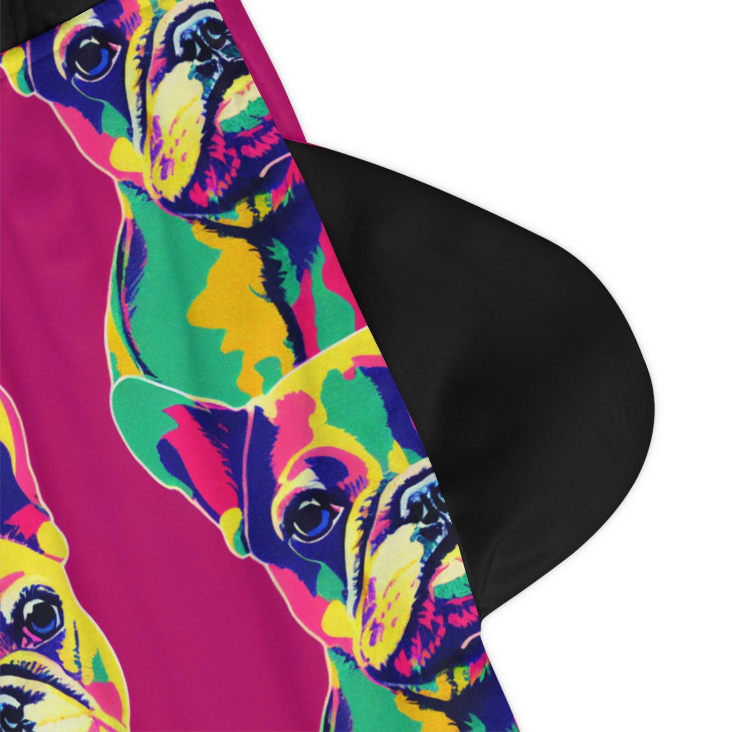 French Bulldog Pop Art Basketball Shorts, Pink High Waisted Shorts, Frenchie Clothing Graphic Shorts, Gym Shorts Men