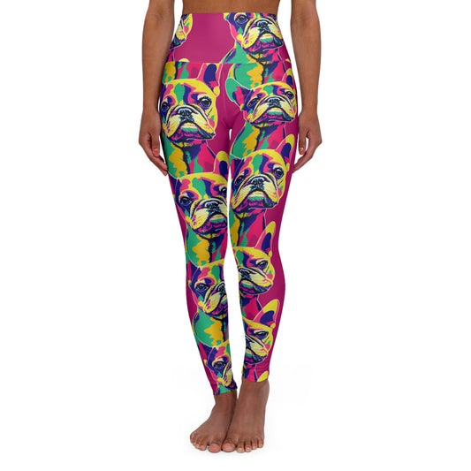 French Bulldog Plus Size Leggings, High Waist Leggings, Pop Art Leggings, Yoga Leggings, Colorful Fitness Leggings