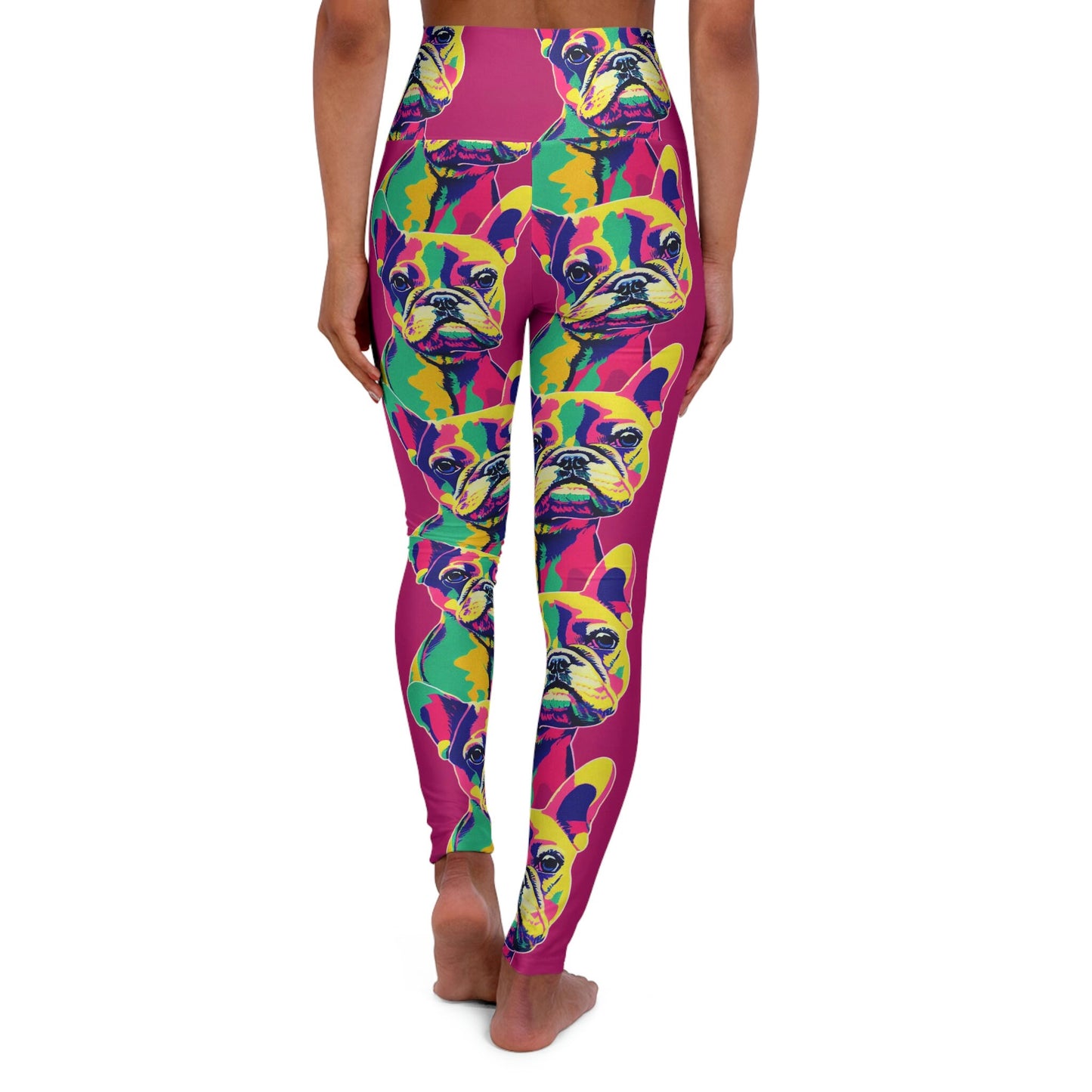 French Bulldog Plus Size Leggings, High Waist Leggings, Pop Art Leggings, Yoga Leggings, Colorful Fitness Leggings