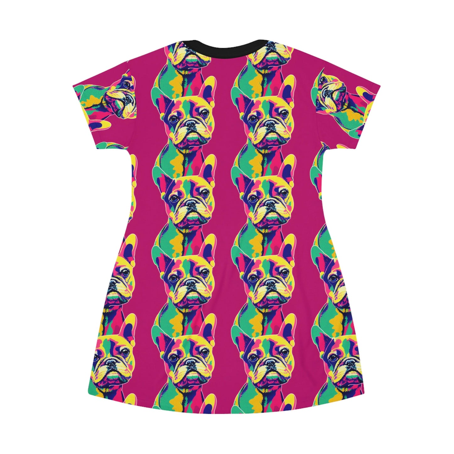 French Bulldog Tshirt Dress, Pop Art Women Tshirt  Dress, Aesthetic Animal Tshirt, Plus Size Dog Lover Tshirt, Graphic Tshirt