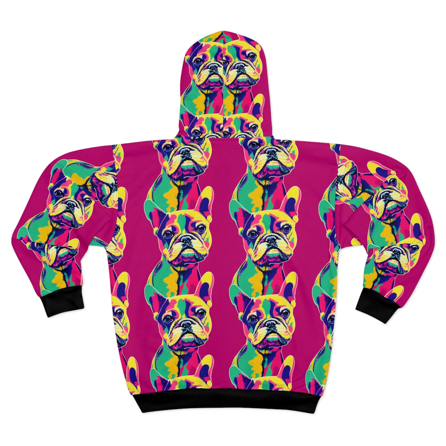 French Bull Dog Hoodie, Zip Up Dog Lover Hoodie, Frenchie Pop Art Pet Hoodie, Unisex Hoodie With Pocket, Dog Lover Gift