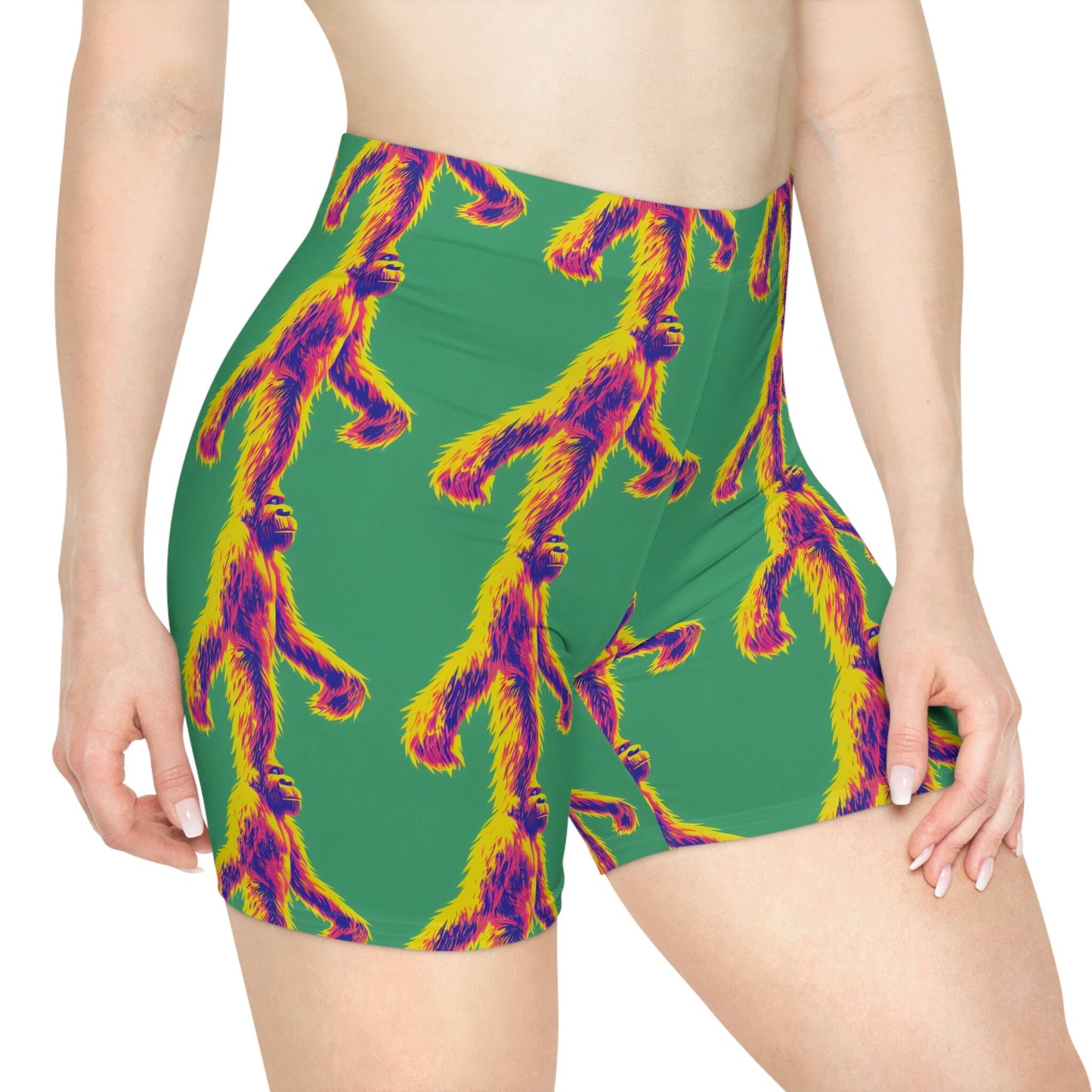 Sasquatch Women Biker Shorts, Bigfoot Clothing Workout Shorts, Sasquatch Clothing Gym Shorts, Sexy Booty Shorts, Graphic Shorts