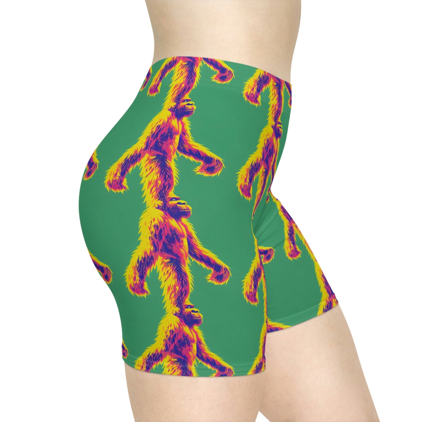 Sasquatch Women Biker Shorts, Bigfoot Clothing Workout Shorts, Sasquatch Clothing Gym Shorts, Sexy Booty Shorts, Graphic Shorts