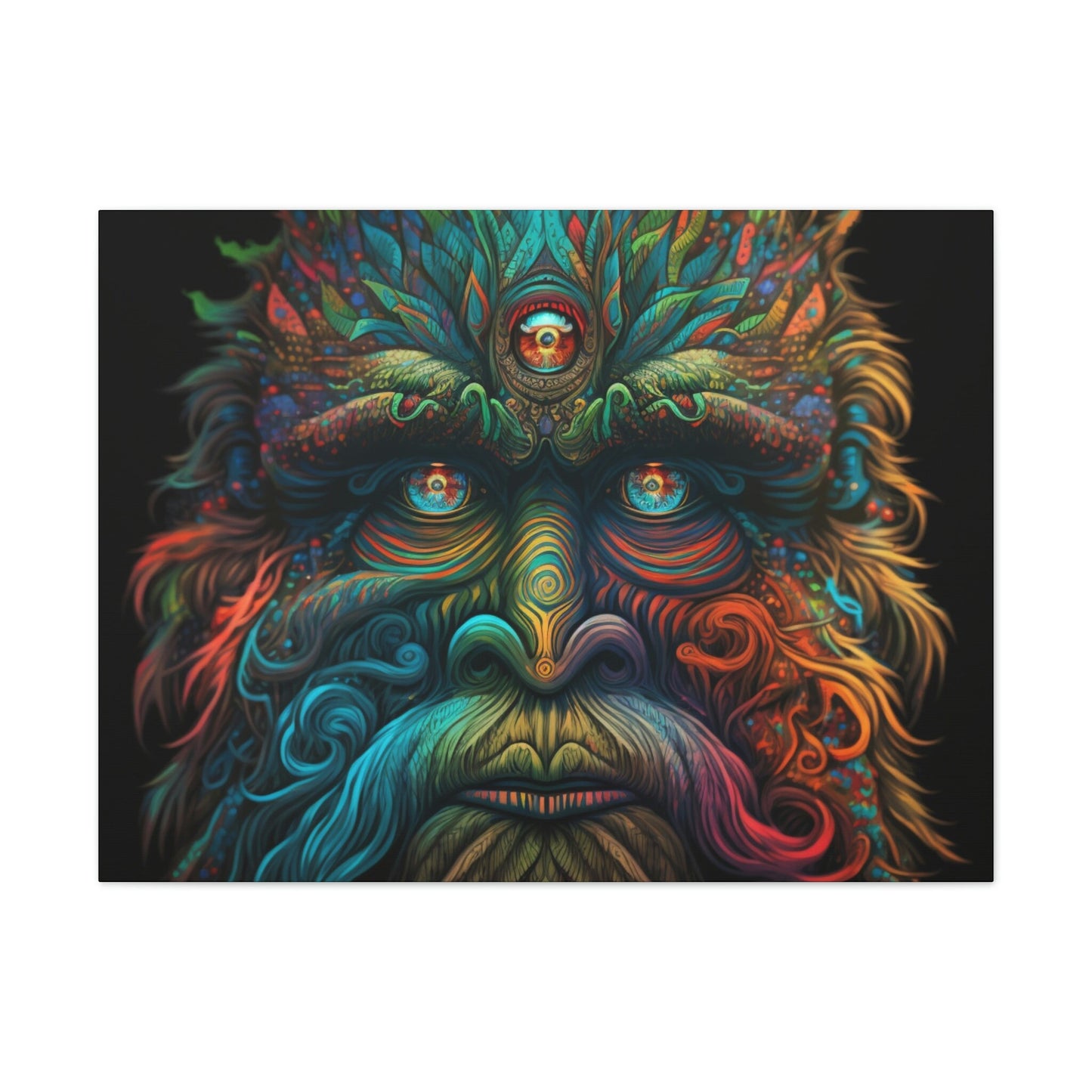 Psychedelic Third Eye Wall Art, Sasquatch Canvas Wall Art, Colorful Trippy Art Animal Wall Decor, Monster Art, Animal Lover Gift