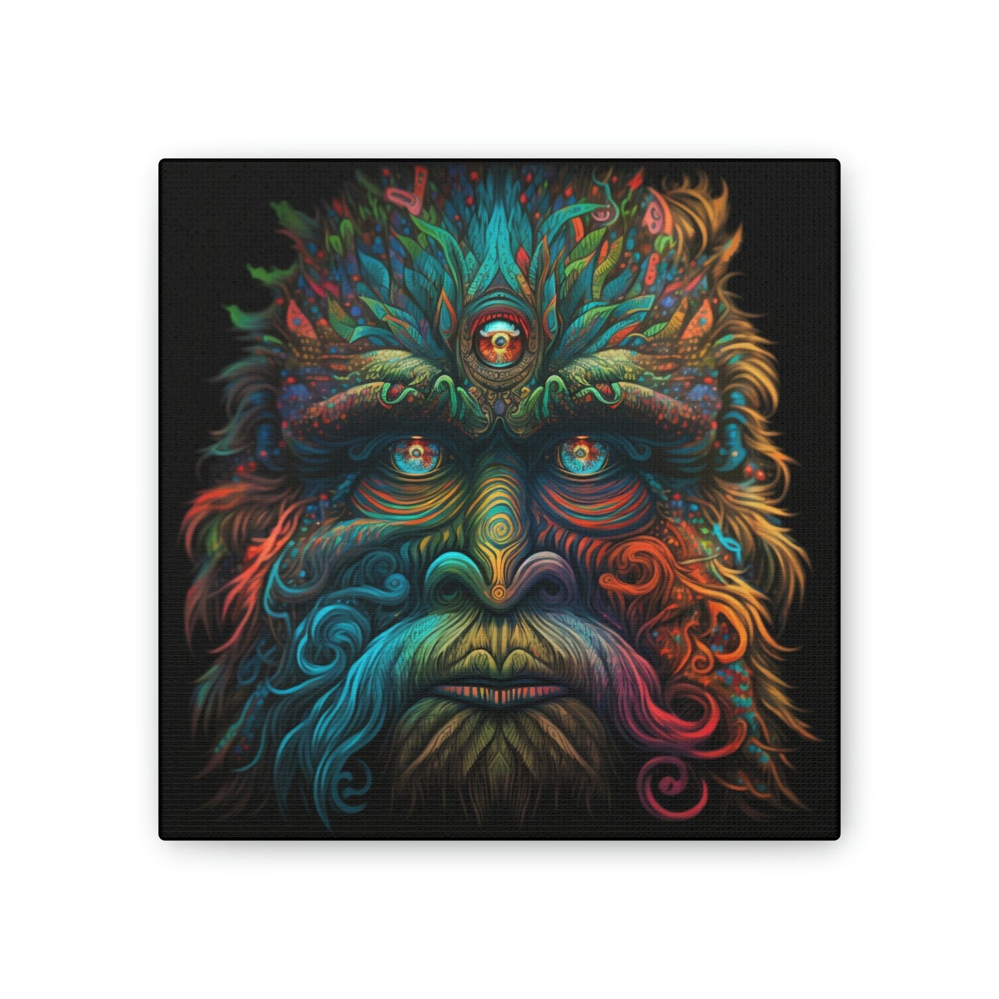Psychedelic Third Eye Wall Art, Sasquatch Canvas Wall Art, Colorful Trippy Art Animal Wall Decor, Monster Art, Animal Lover Gift