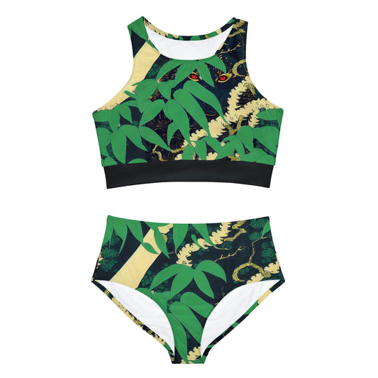 Black Wolf Sporty Bikini, Animal Print Bikini Bikini Set, Forest Print Sexy Bikini, Sport Bikini, Jungle Print Bikini for Girls