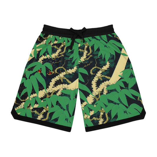 Black Wolf Jungle Basketball Shorts, Botanical Clothing High Waisted Shorts, Wolf Clothing Graphic Shorts, Athletic Shorts