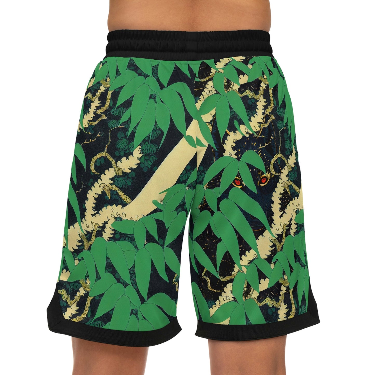 Black Wolf Jungle Basketball Shorts, Botanical Clothing High Waisted Shorts, Wolf Clothing Graphic Shorts, Athletic Shorts