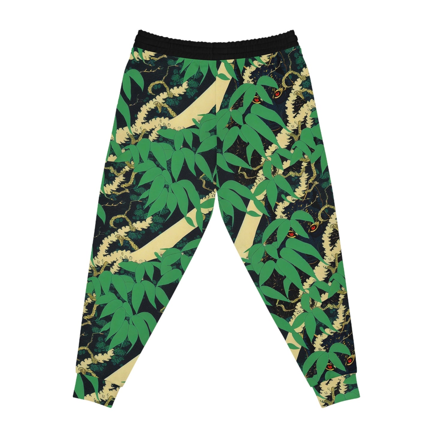 Black Wolf Mens Joggers, Athletic Clothing High Waisted Joggers, Wolf Clothing Workout Pants, Botanical Clothing Gym Joggers