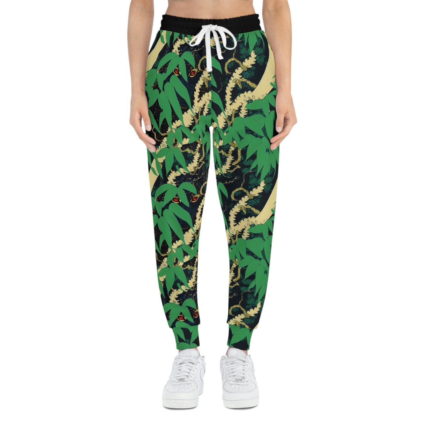 Black Wolf Mens Joggers, Athletic Clothing High Waisted Joggers, Wolf Clothing Workout Pants, Botanical Clothing Gym Joggers