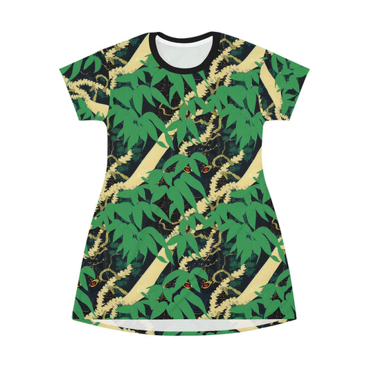 Wolf Shirt Dress, Botanical Tshirt Dress, Women Summer Shirt Dress, Oversized Aesthetic Tshirt, Short Sleeve Comfy Shirt