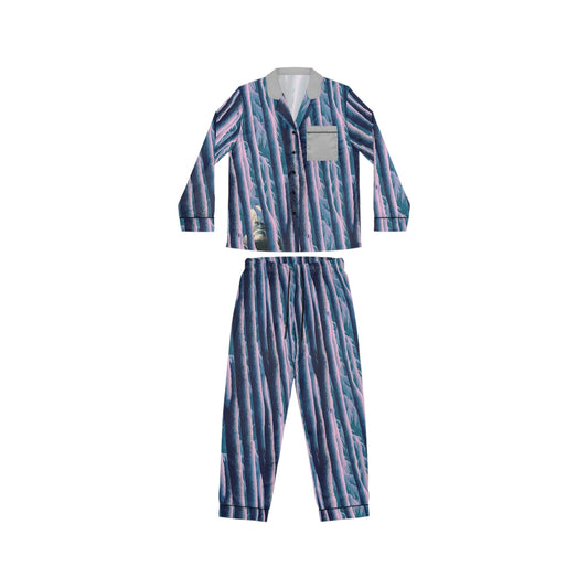 Bigfoot Pajamas Set Women, Botanical Clothing Satin Pajamas, Nature Clothing Animal Pajamas, Pjs for Women Clothing Set, Night Wear