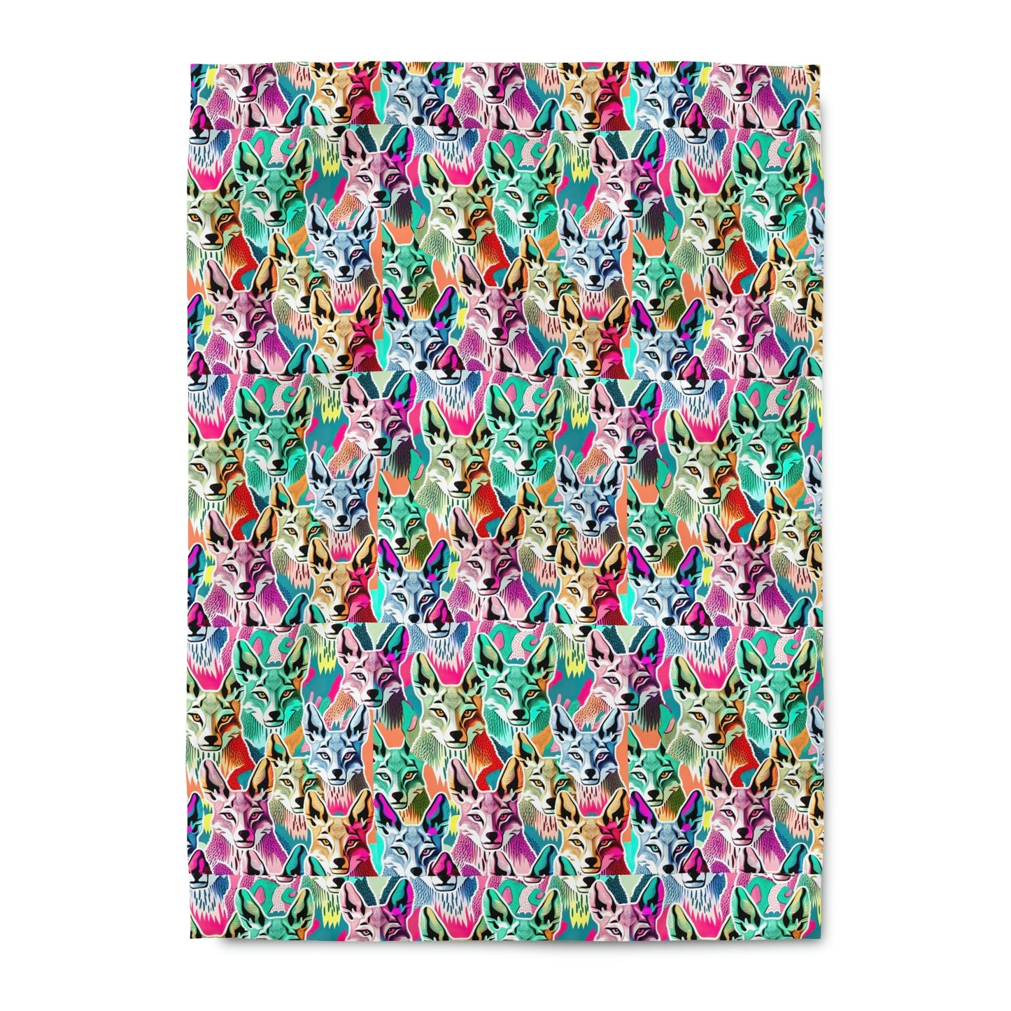 Coyote Colorful Duvet Cover, Wolf Printed Duvet Cover, Animal King Size Duvet, Designer Duvet Cover, Animal Lover Gift