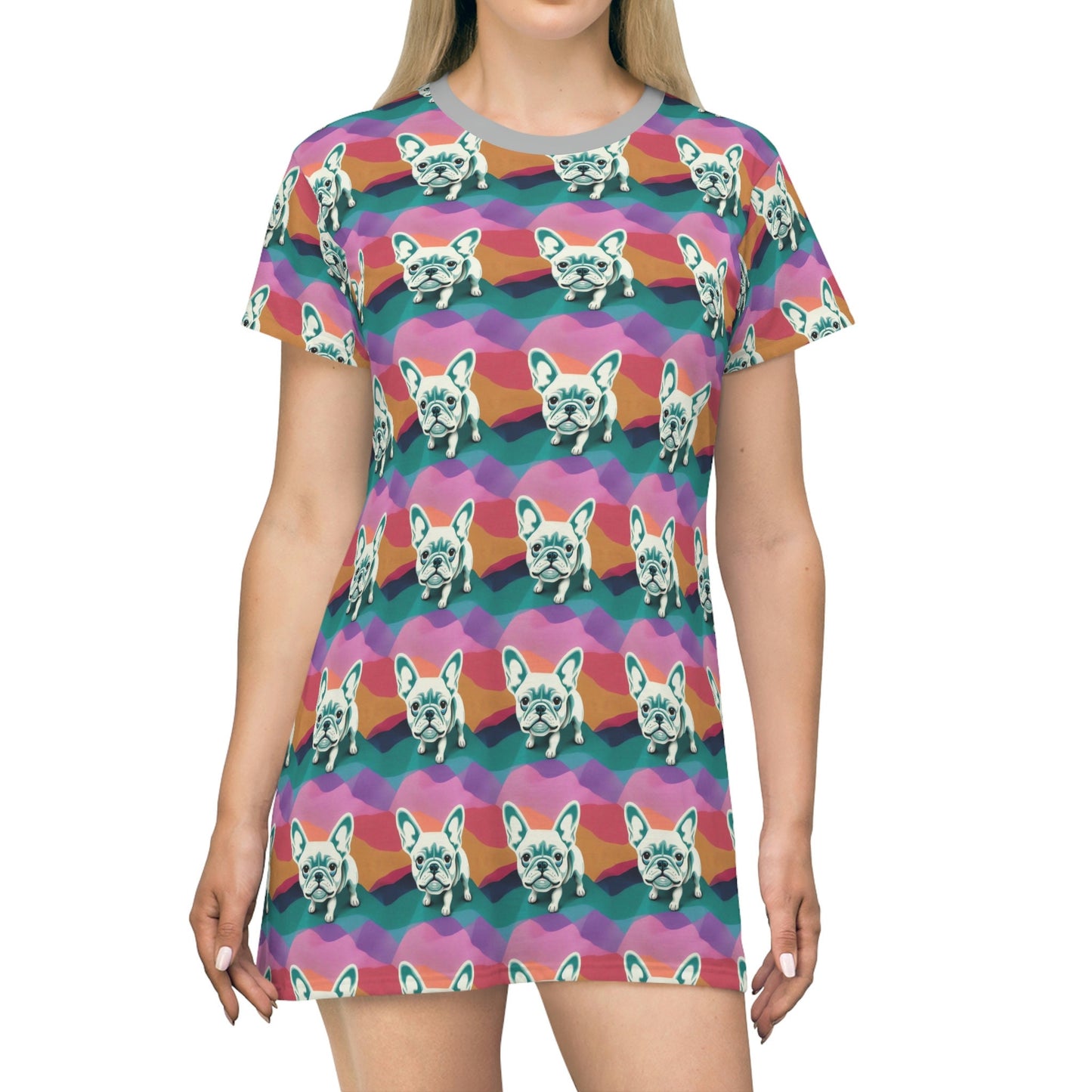 French BullDog Shirt Dress, Plus Size Dog Lover Tshirt Dress, Aesthetic Animal Tshirt, Oversized Tshirt Dress, Comfy Shirt
