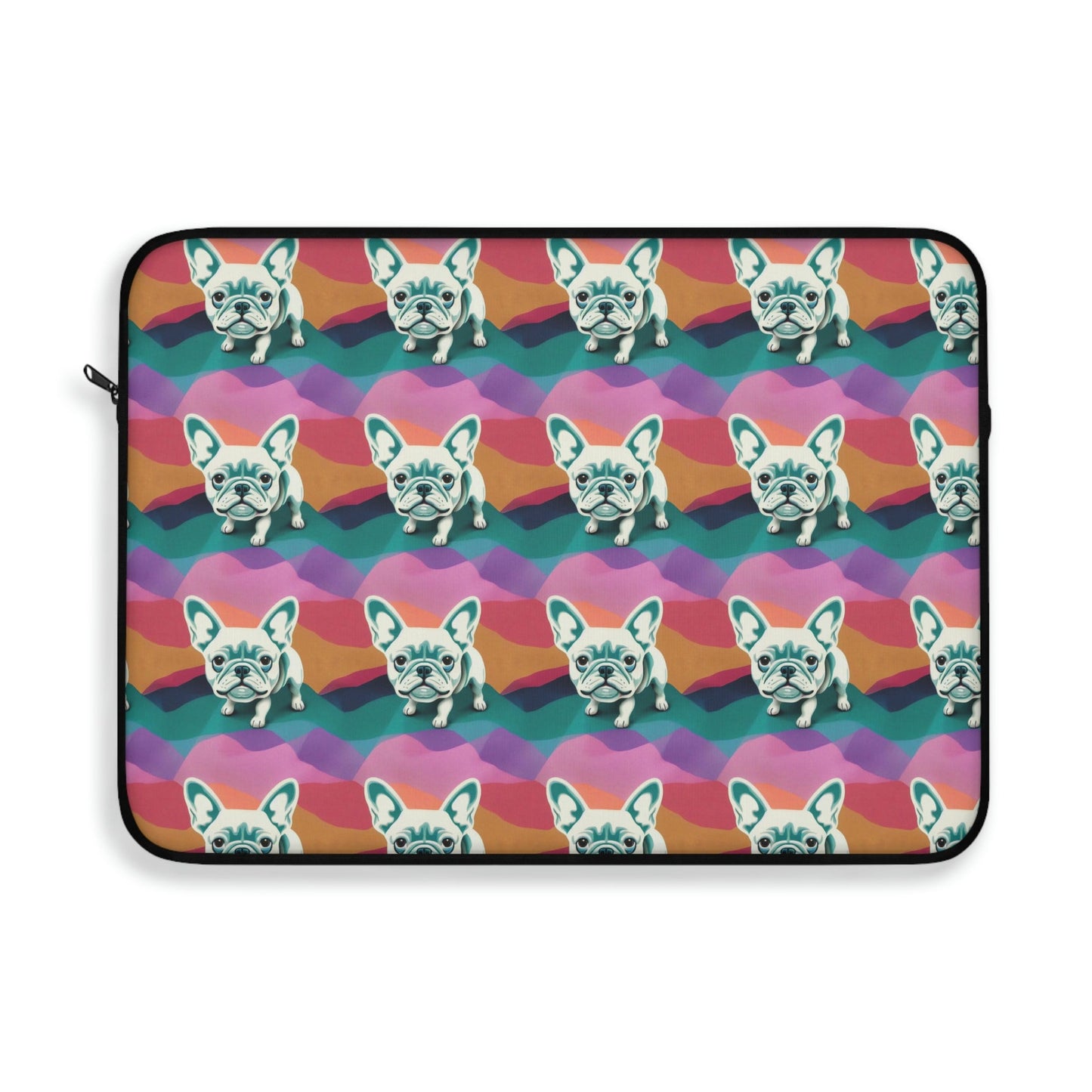 Pastel Pattern French Bulldog Laptop Sleeve, Animal Laptop Case, Laptop Organizer Zipper Pouch, Dog Laptop Travel Case