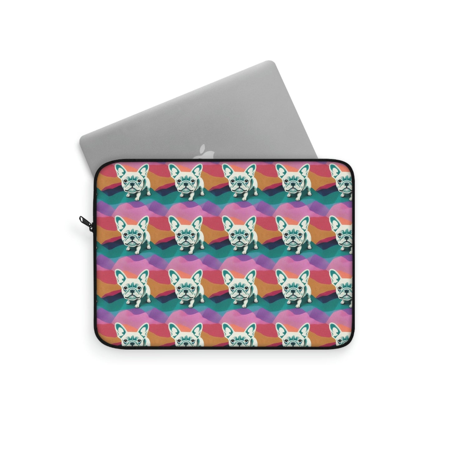 Pastel Pattern French Bulldog Laptop Sleeve, Animal Laptop Case, Laptop Organizer Zipper Pouch, Dog Laptop Travel Case