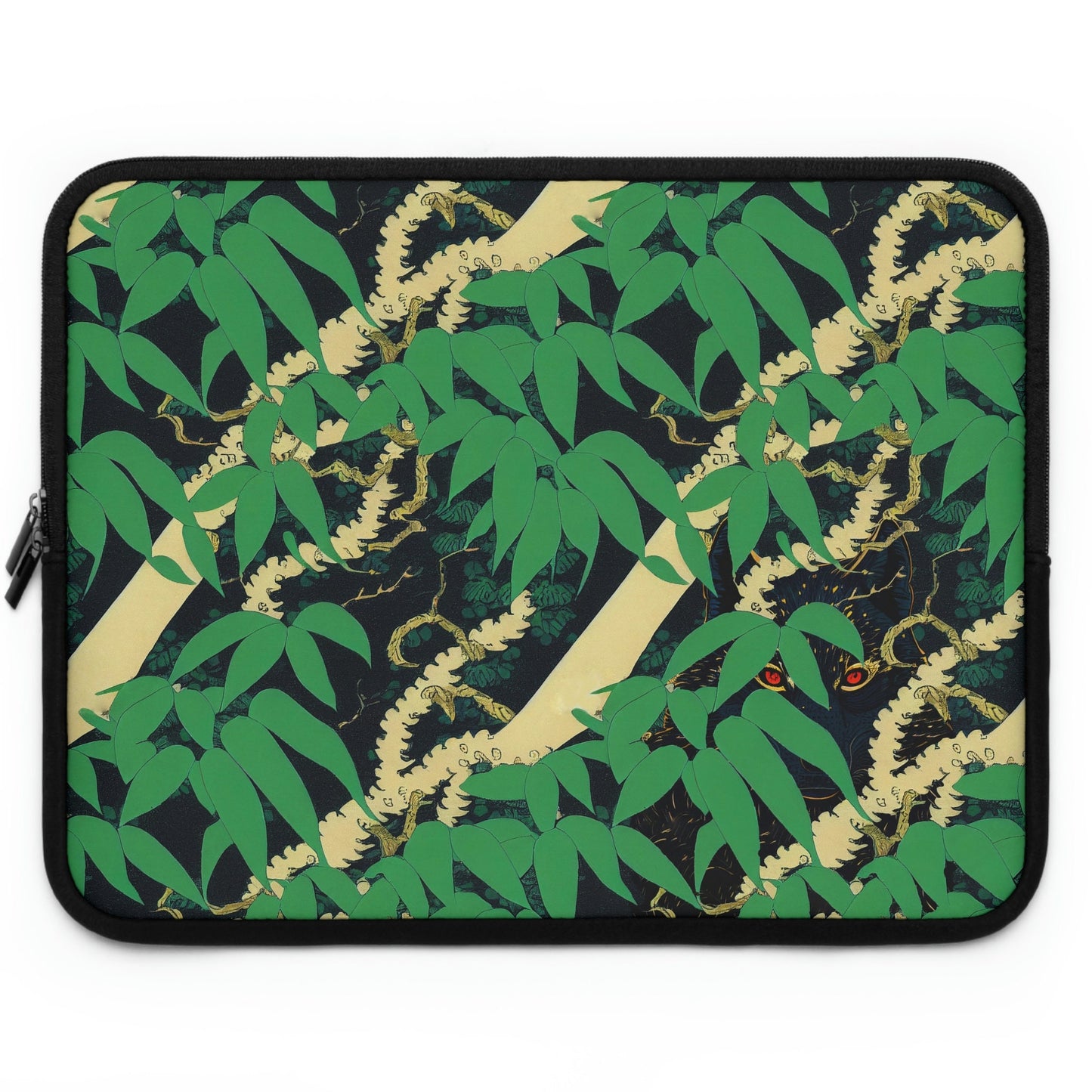 Jungle Pattern Black Wolf Laptop Sleeve, Animal Laptop Case, Laptop Organizer Zipper Pouch, Laptop Travel Case, Laptop Pouch