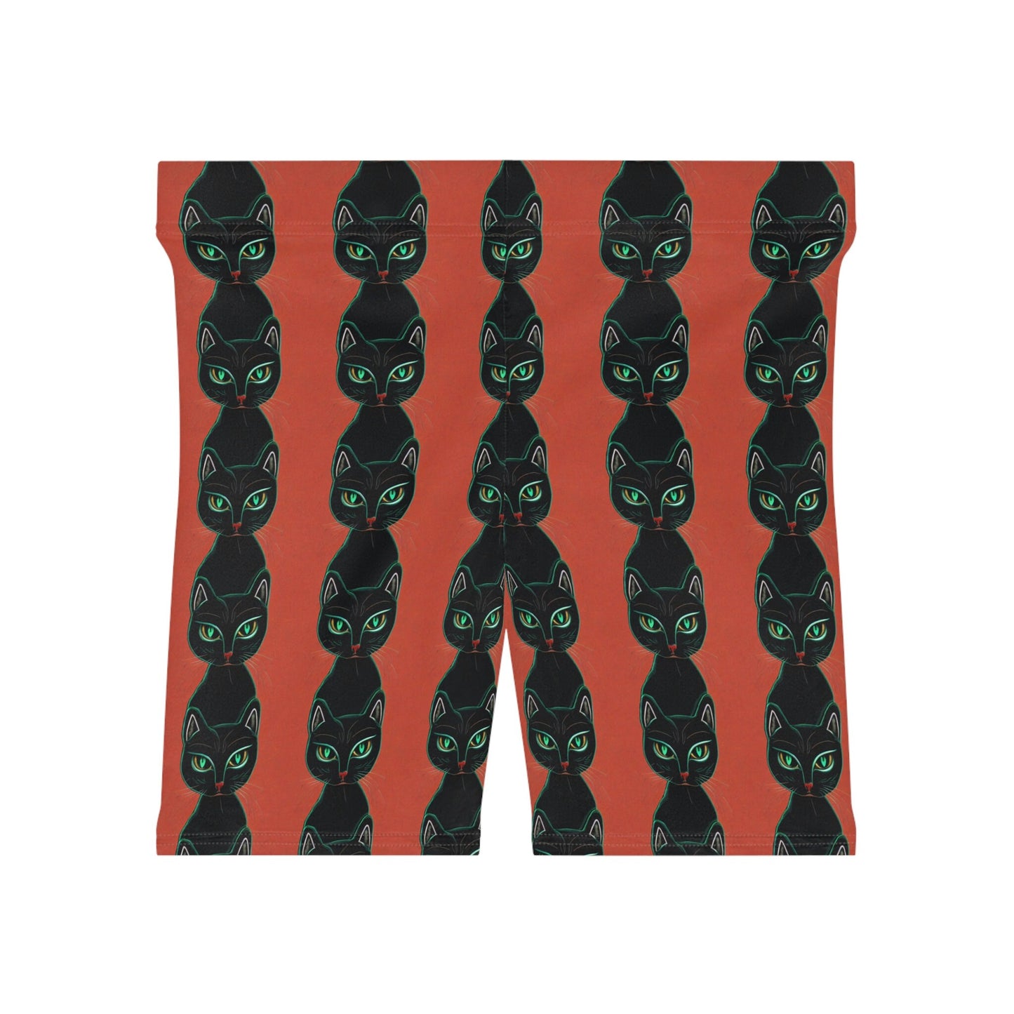 Green Eyed Cat Pattern Women Biker Shorts, Cat Clothing Workout Shorts, Animal Clothing Gym Shorts, Sexy Booty Shorts, Yoga Shorts