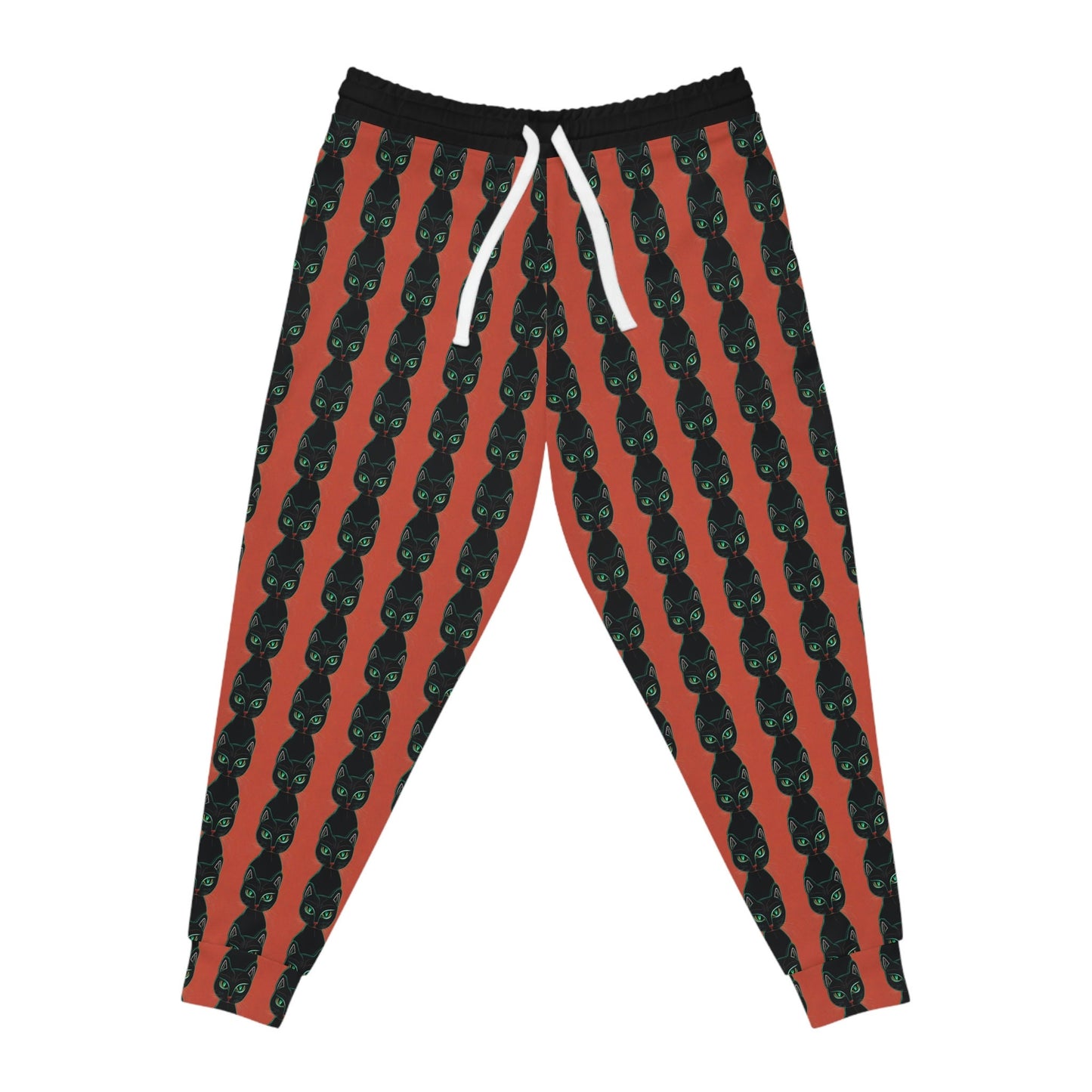 Green Eyed Cat Pattern Mens Joggers, Cat Clothing High Waisted Joggers, Animal Clothing Mens Yoga Pants, Streetwear Pants