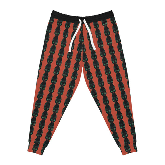Green Eyed Cat Pattern Mens Joggers, Cat Clothing High Waisted Joggers, Animal Clothing Mens Yoga Pants, Streetwear Pants