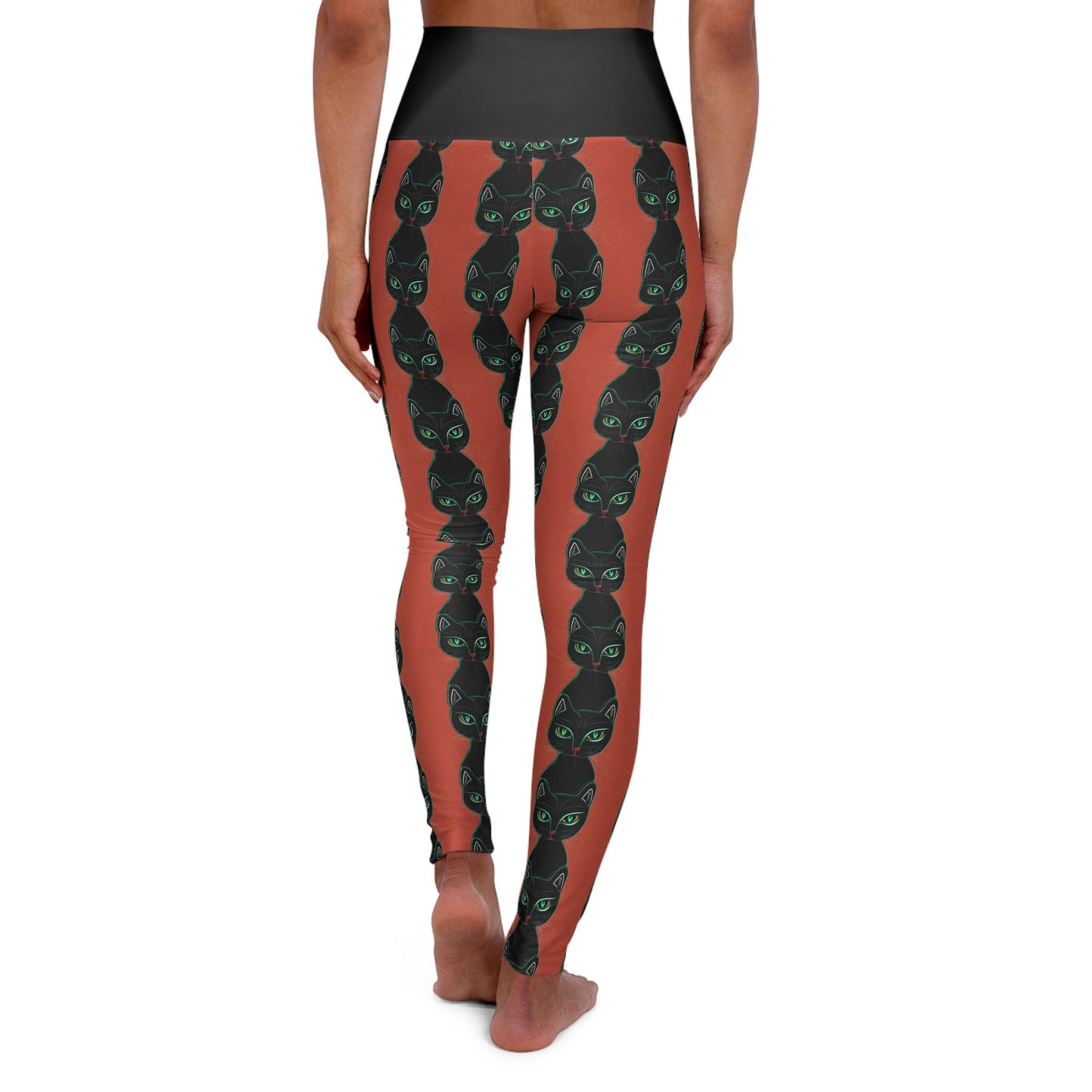 Green Eyed Cat High Waist Leggings, Yoga Leggings, Plus Size Leggings for Women, Fitness Leggings for Girls