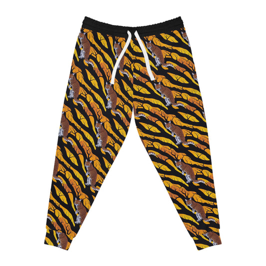 Bobcat in Spooky Forest Mens Joggers, Athletic Clothing High Waisted Joggers, Animal Clothing Mens Yoga Pants, Streetwear Pants