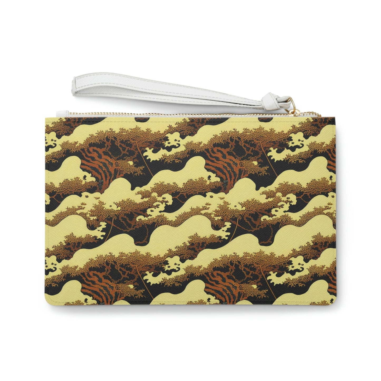 Gold Clutch Bag For Women, Small Forest Vulture Wedding Clutch, Vegan Leather Make Up Bag, Clutch Bag Gift For Woman