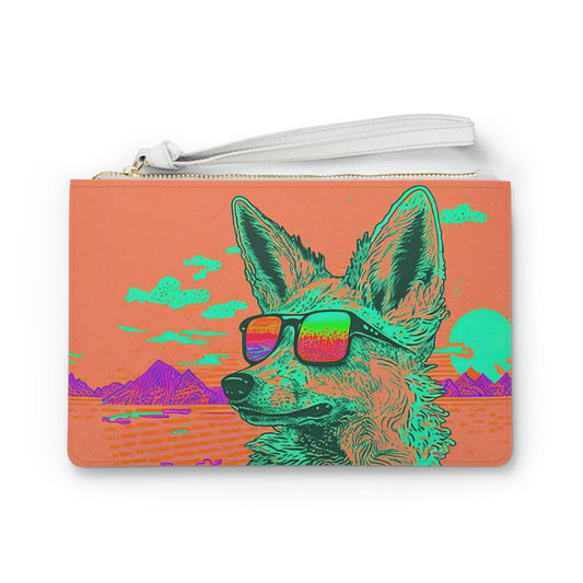 Colorful Clutch Bag, Coyote Desert Sunglasses Clutch Purse, Bridal Party Bag For Women, Small Cosmetic Clutch Bag