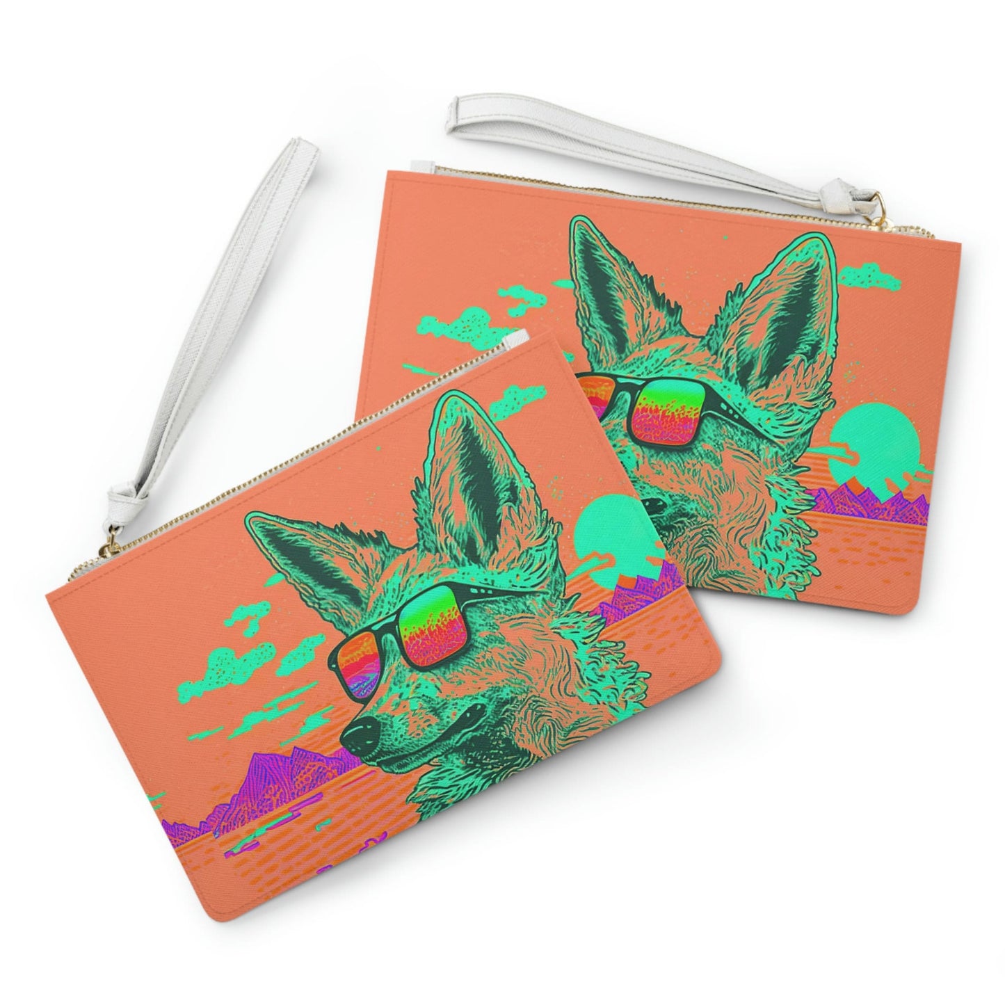 Colorful Clutch Bag, Coyote Desert Sunglasses Clutch Purse, Bridal Party Bag For Women, Small Cosmetic Clutch Bag
