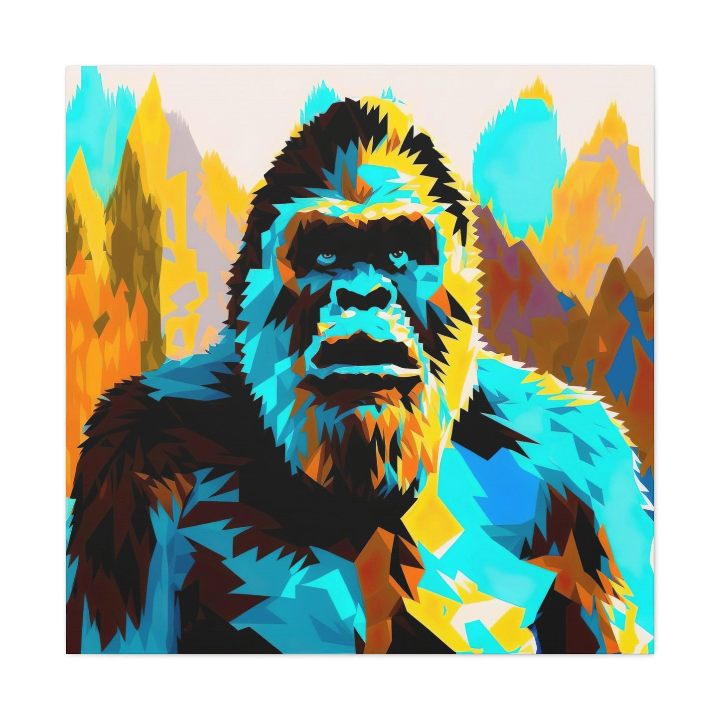 Colorful Sasquatch Decal, Pop Art Wall Art, Forestry Sasquatch Canvas Art, Animal Lover Gift, Forest Painting of Sasquatch