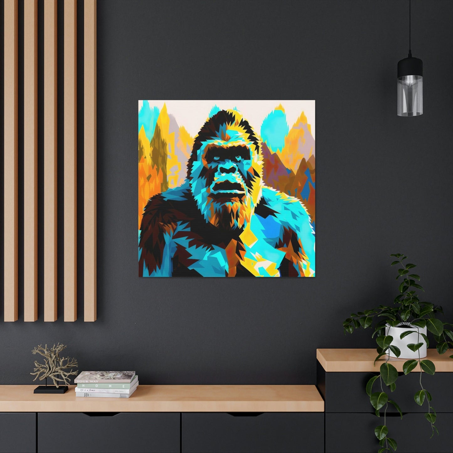 Colorful Sasquatch Decal, Pop Art Wall Art, Forestry Sasquatch Canvas Art, Animal Lover Gift, Forest Painting of Sasquatch