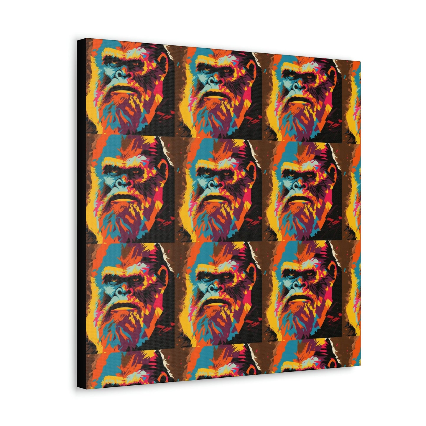 Retro Sasquatch Pop Art, Colorful Sasquatch Canvas Art, Animal Pop Art Wall Art, Monster Wall Decal, Rainbow Color Canvas Art