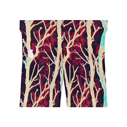 Purple Forest Koala Bear Women Biker Shorts, Animal Clothing Workout Shorts, Natural Clothing Gym Shorts, Sexy Booty Shorts