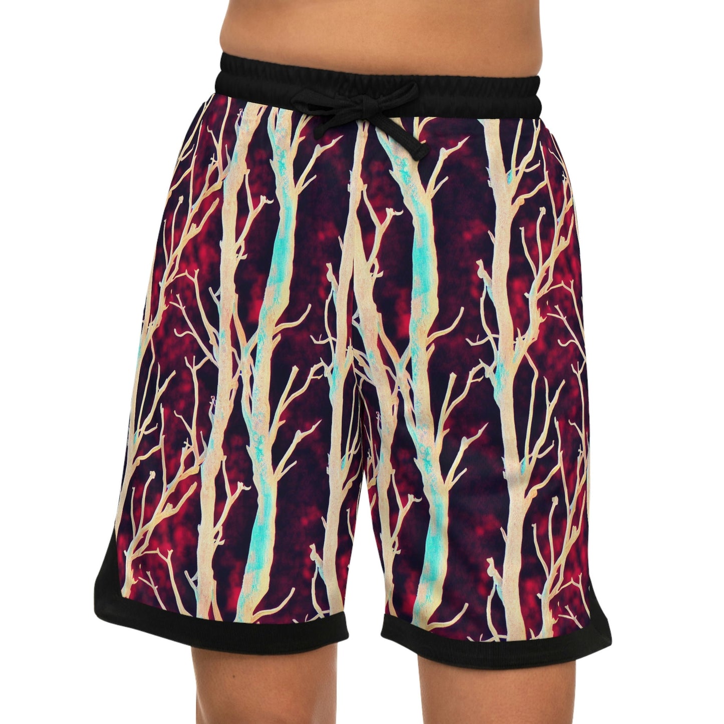 Koala Bear Purple Forest Basketball Shorts, Purple High Waisted Shorts, Animal Clothing Graphic Shorts, Comfy Sport Shorts