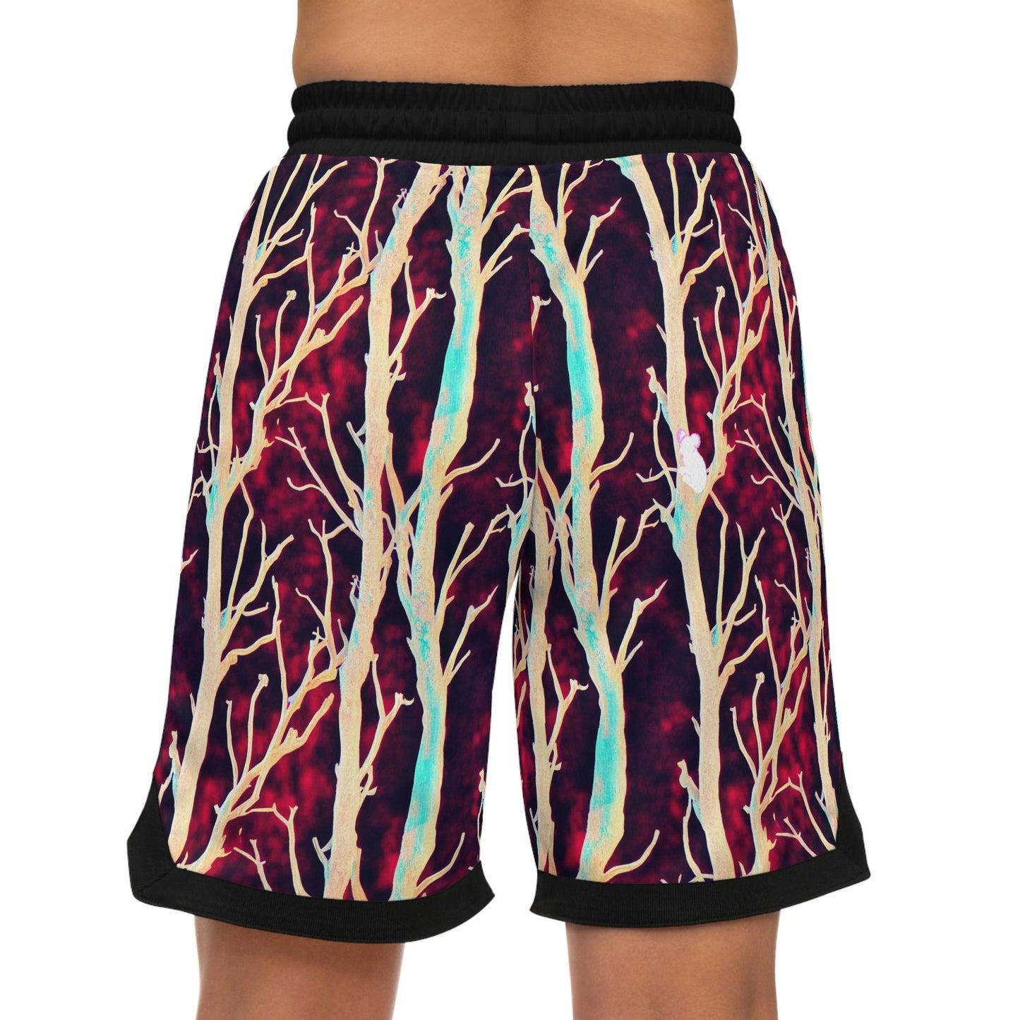 Koala Bear Purple Forest Basketball Shorts, Purple High Waisted Shorts, Animal Clothing Graphic Shorts, Comfy Sport Shorts