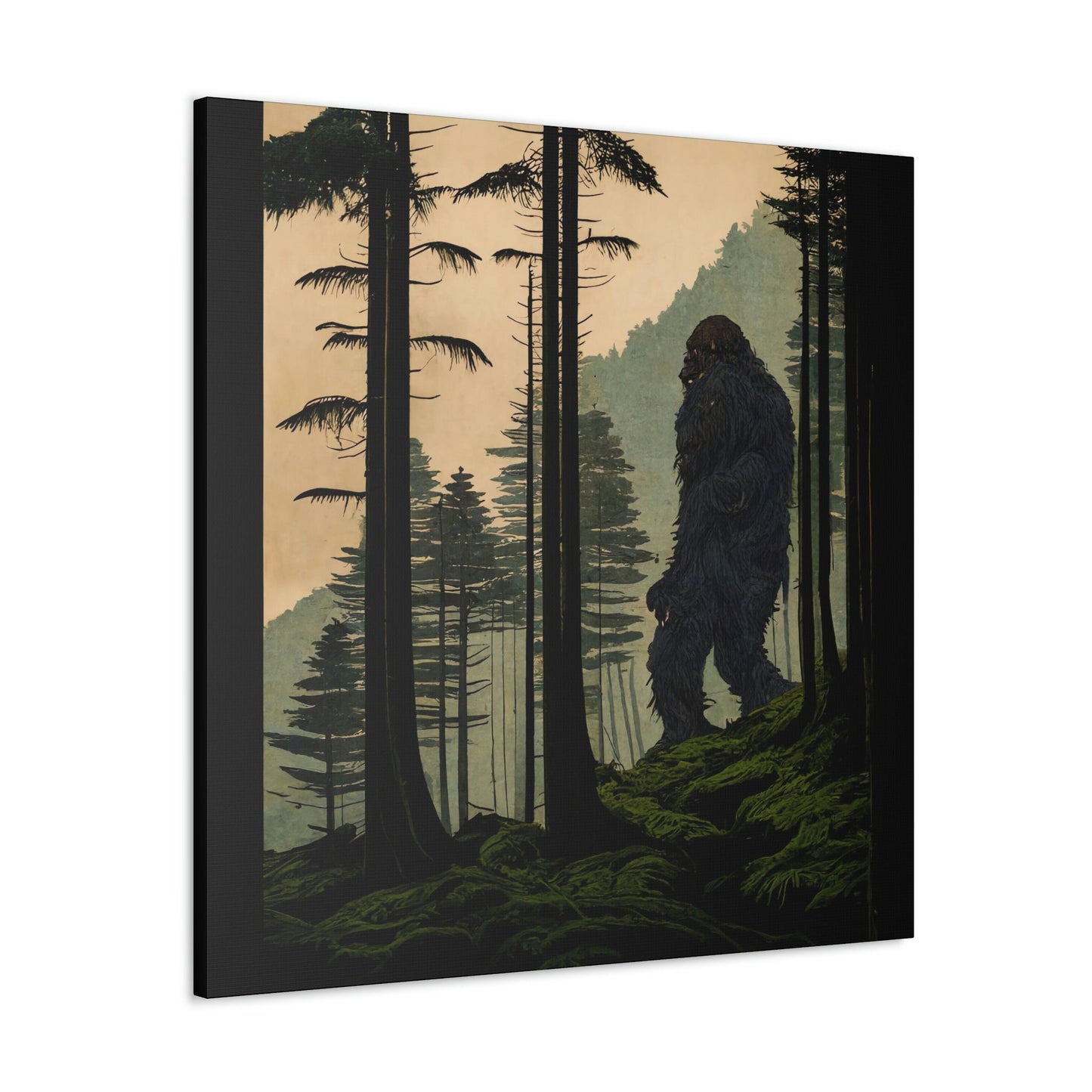 Sasquatch Forest Giant Wall Art, Large Canvas Print, Forest Painting On Canvas, Animal Wall Decor, Sasquatch Gifts Canvas