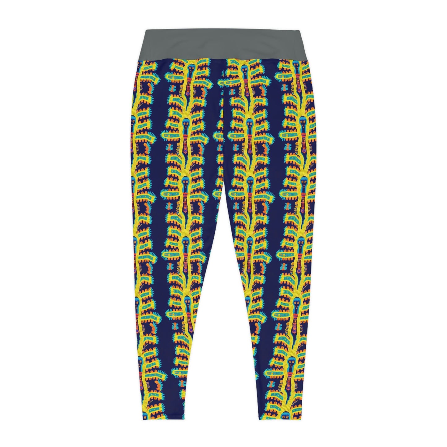 Cryptid Huichol Style Plus Size Leggings, Yoga Leggings,  Workout Leggings, Animal Leggings for Women, Fitness Leggings