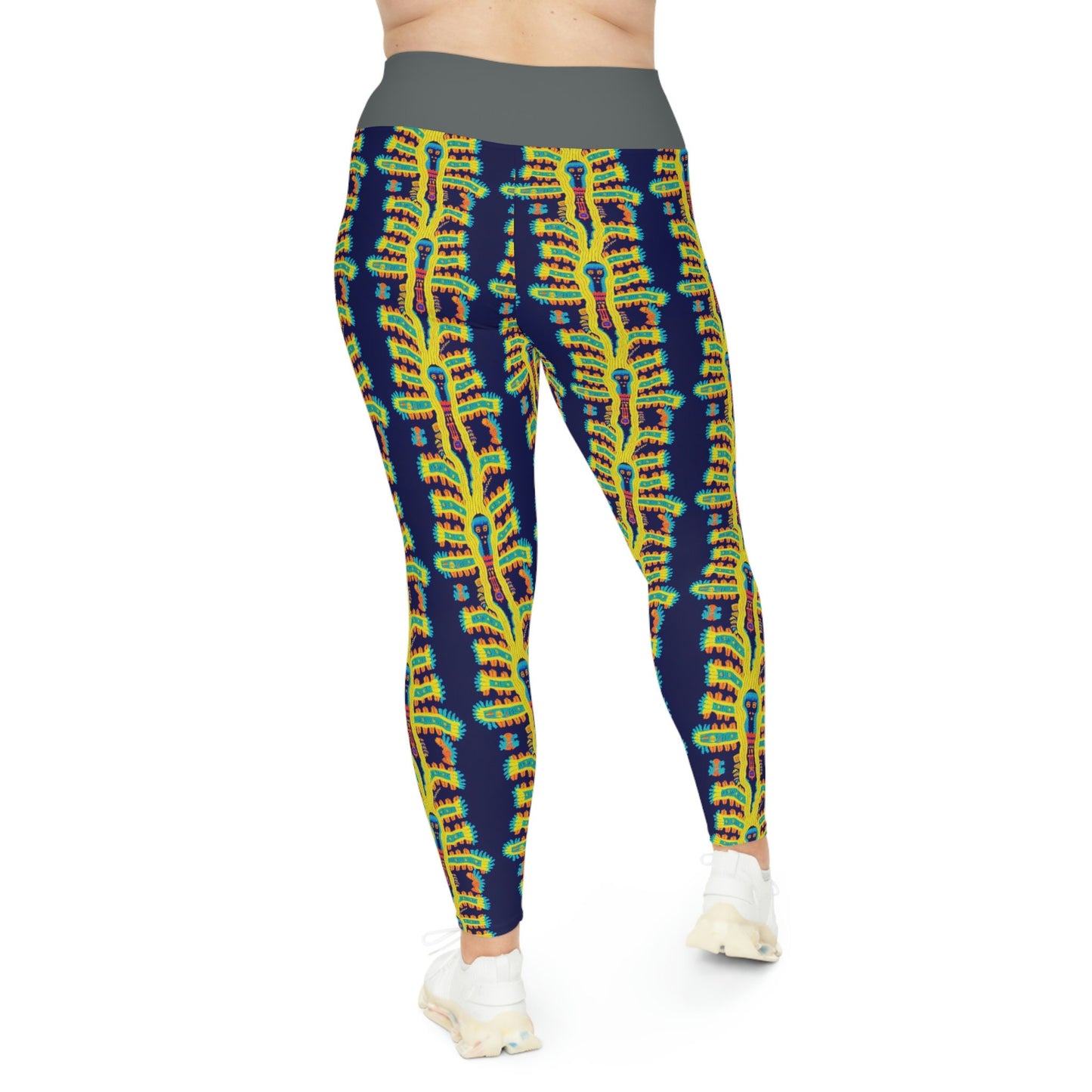 Cryptid Huichol Style Plus Size Leggings, Yoga Leggings,  Workout Leggings, Animal Leggings for Women, Fitness Leggings