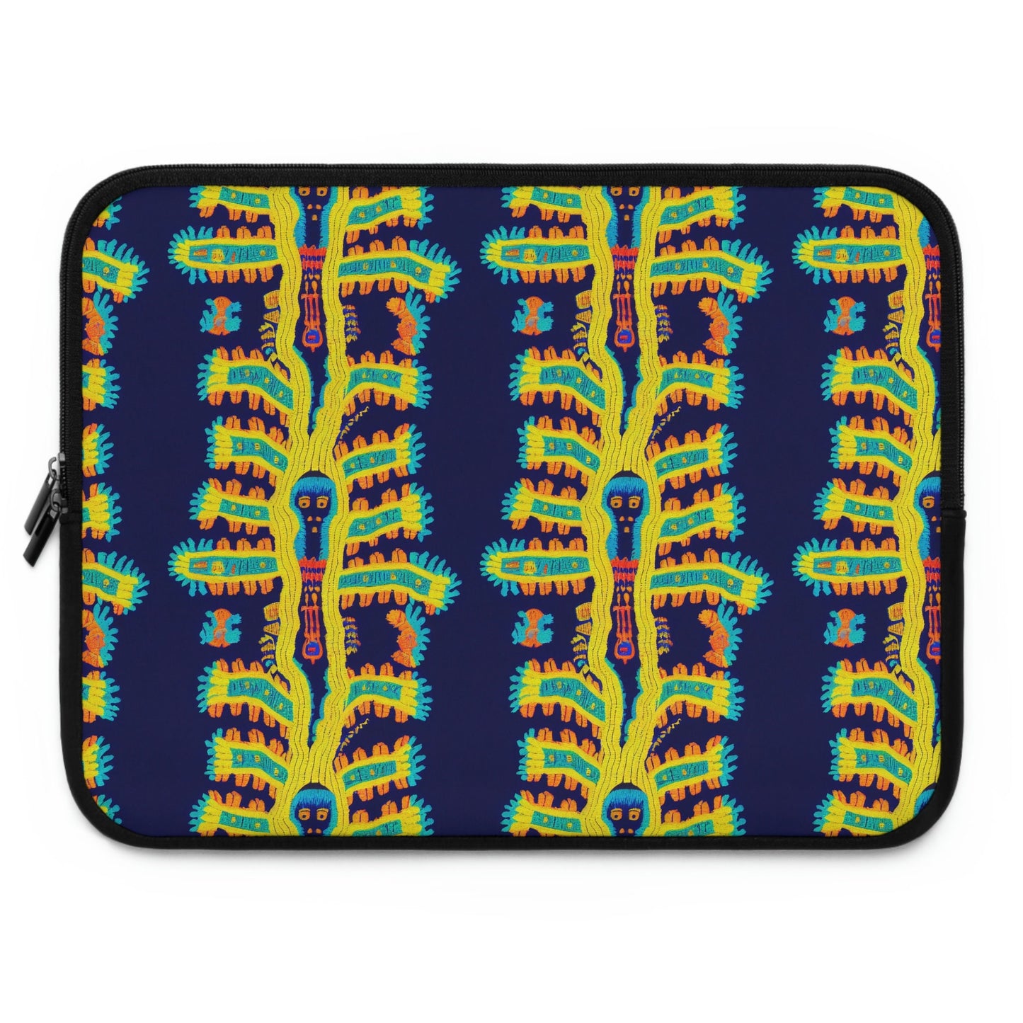 Huichol Style Cryptid Laptop Sleeve, Laptop Organizer Zipper Pouch, Laptop Travel Case, Laptop Accessories, Laptop Case