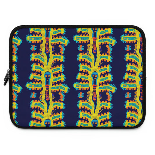 Huichol Style Cryptid Laptop Sleeve, Laptop Organizer Zipper Pouch, Laptop Travel Case, Laptop Accessories, Laptop Case