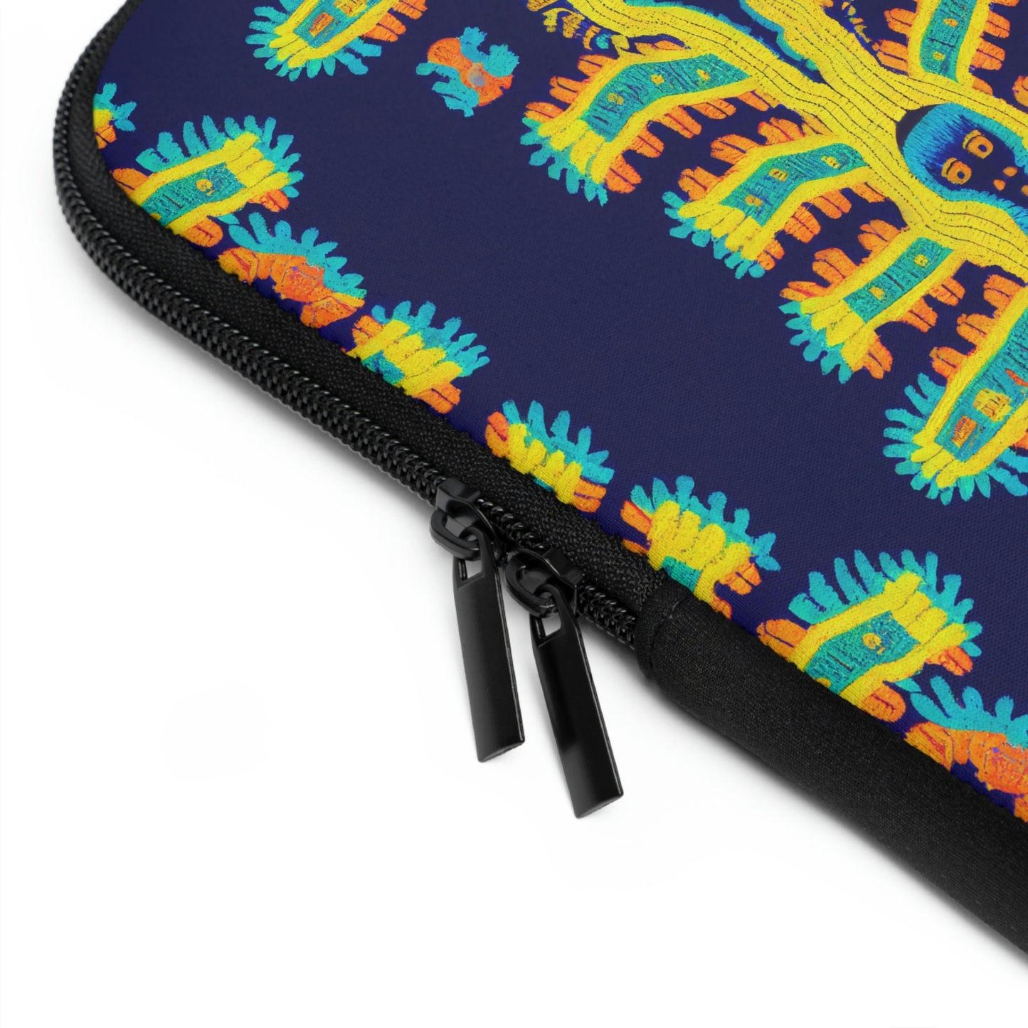 Huichol Style Cryptid Laptop Sleeve, Laptop Organizer Zipper Pouch, Laptop Travel Case, Laptop Accessories, Laptop Case