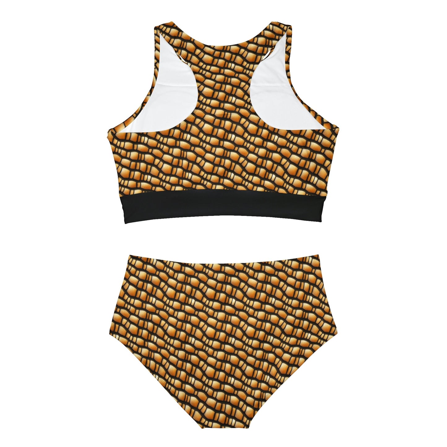 Linen High Waisted Bikini Set,Gila Monster Skin Sporty Bikini Set, Lizard Skin Print Girls Bikini, Two Piece Bikini, Summer Clothing