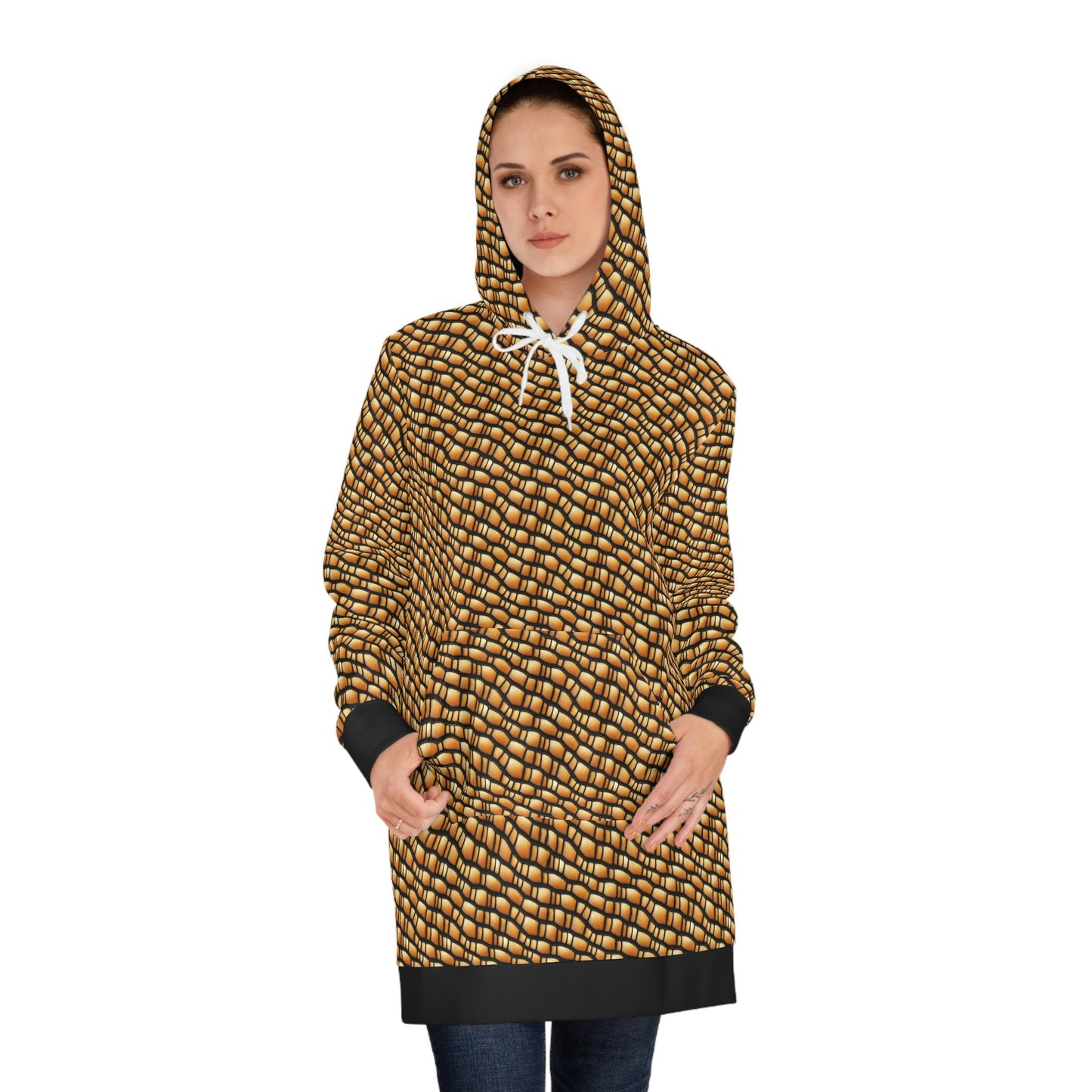 Gila Monster Hoodie Dress, Lizard Skin Womens Hoodie Dress, Oversized Hoodie With Pocket, Comfy Warm Winter Dress