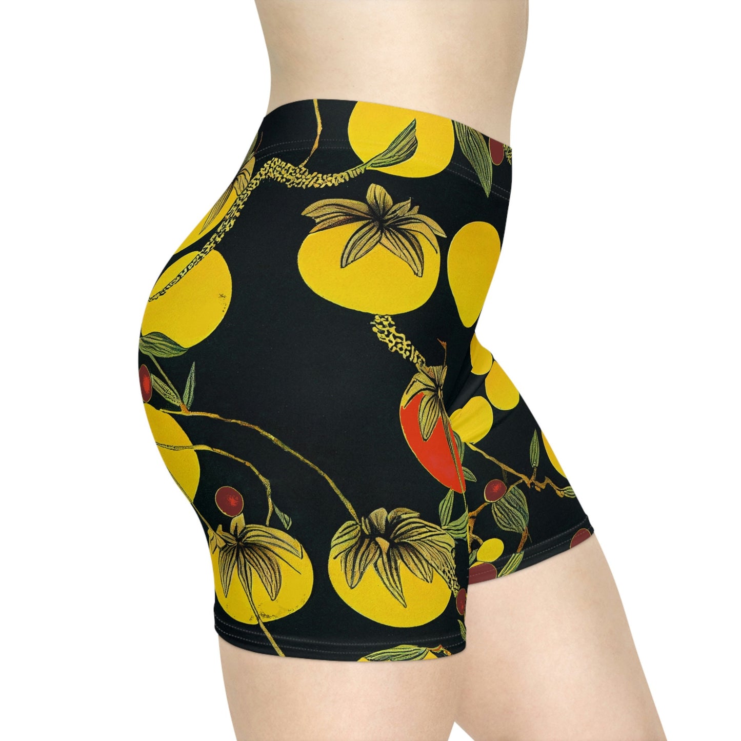 Tomato Garden Women Biker Shorts, Night Garden Gym Shorts, Botanical Clothing Workout Shorts, Vegetable Clothing Booty Shorts