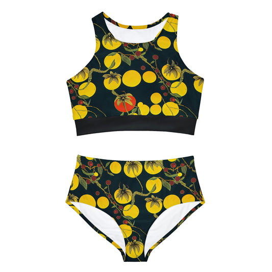 Tomato Garden Sporty Bikini Set, Sexy High Waisted Bikini Set, Girls Bikini Two Piece Set, Two Piece Beach Clothes