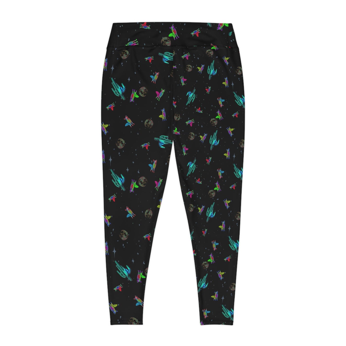Coyote Space Cactus Spandex Leggings for Women, Wolf Howling Printed Leggings, Moon Leggings, Yoga Fitness Leggings