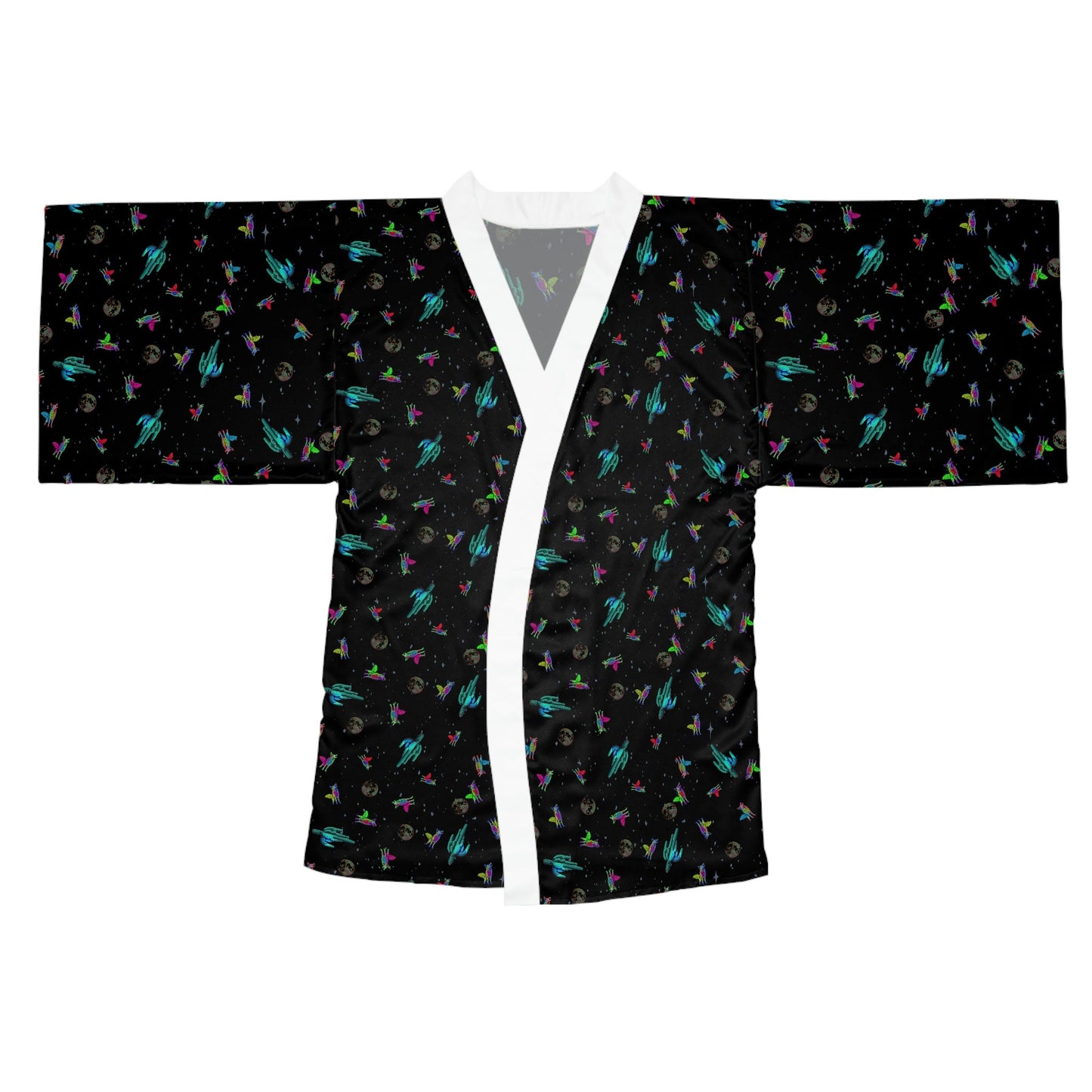 Coyote Long Sleeve Kimono Robe, Boho Kimono Robe Space Dress Women, Japanese Kimono Robe for Women, Plant Clothing